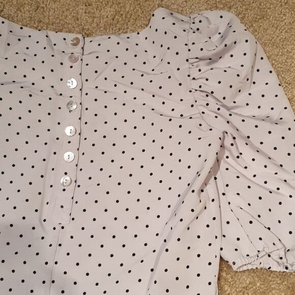 H&M Ladies Polka Dot Puff Sleeve Top sz 2 - Picture 5 of 5